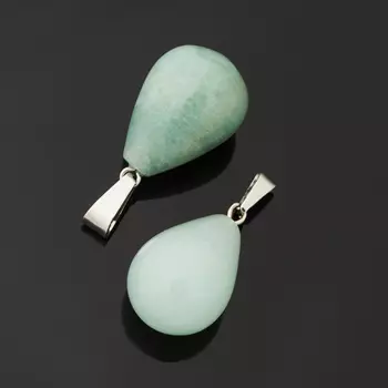 Кулон авантюрин зеленый (биж. сплав) капля 2,5-3 см