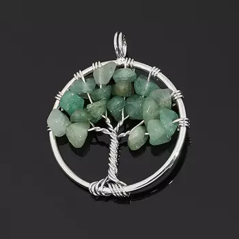 Кулон авантюрин зеленый (биж. сплав) круг 3,5 см