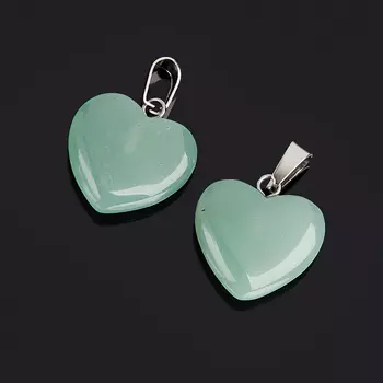 Кулон авантюрин зеленый (биж. сплав) сердечко 2,5-3 см