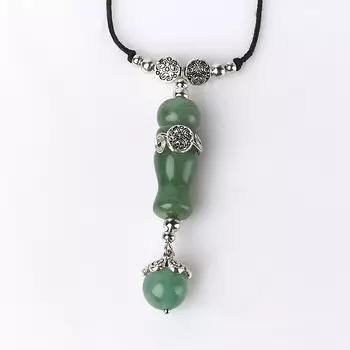 Кулон авантюрин зеленый (биж. сплав, текстиль)