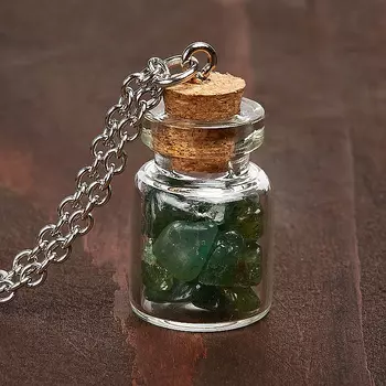 Кулон авантюрин зеленый бутылочка (биж. сплав) 3 см