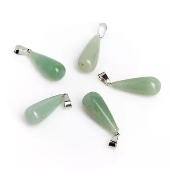 Кулон авантюрин зеленый капля (биж. сплав) 3,5-4 см