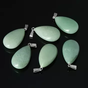 Кулон авантюрин зеленый капля (биж. сплав) 5 см