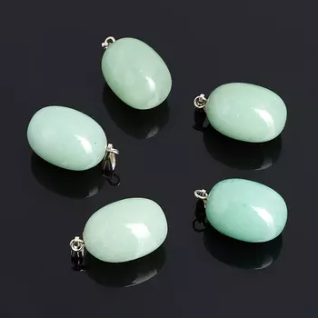 Кулон авантюрин зеленый (биж. сплав) овал 2,5-3 см