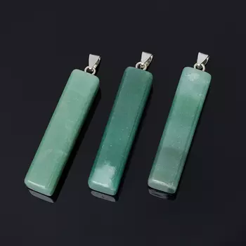 Кулон авантюрин зеленый прямоугольник (биж. сплав) 6-6,5 см