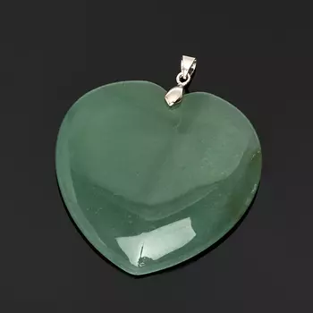 Кулон авантюрин зеленый сердечко (биж. сплав) 6 см