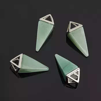 Кулон авантюрин зеленый треугольник (биж. сплав) 3,5-4,5 см