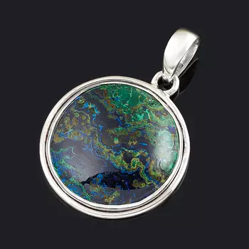 Кулон азуромалахит (серебро 925 пр.) круг