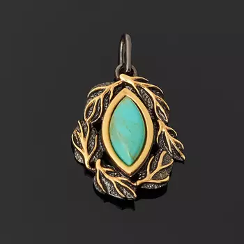 Кулон бирюза (серебро 925 пр. позолота, родир. черн.)