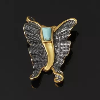 Кулон бирюза (серебро 925 пр. позолота, родир. черн.)