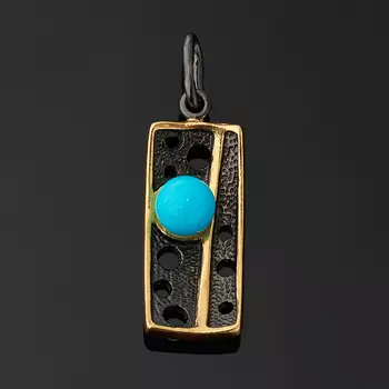Кулон бирюза (серебро 925 пр. позолота, родир. черн.)