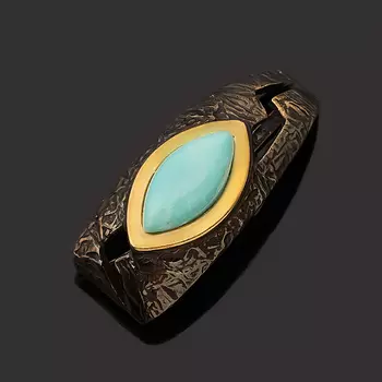 Кулон бирюза (серебро 925 пр. позолота, родир. черн.)