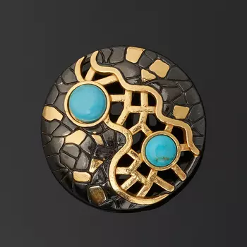 Кулон бирюза (серебро 925 пр. позолота, родир. черн.)