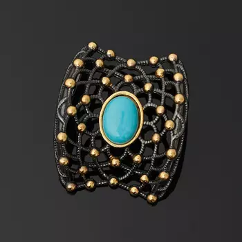 Кулон бирюза (серебро 925 пр. позолота, родир. черн.)