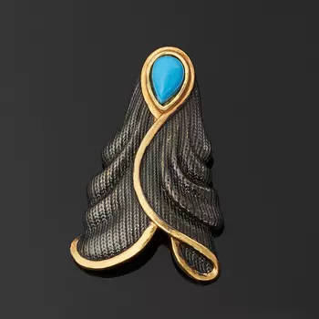 Кулон бирюза (серебро 925 пр. позолота, родир. черн.)