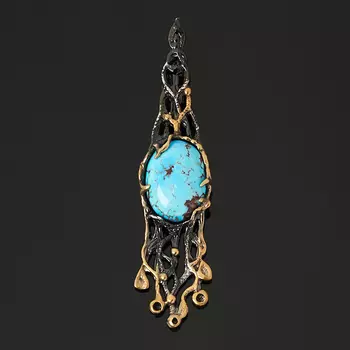 Кулон бирюза (серебро 925 пр. позолота, родир. черн.)