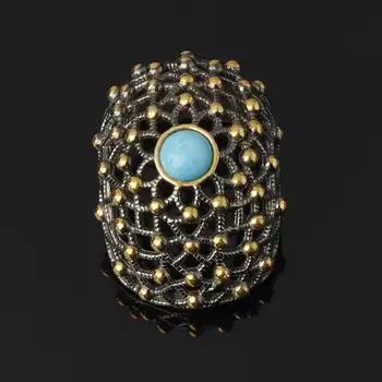 Кулон бирюза (серебро 925 пр. родир. черн. позолота)