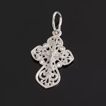 Кулон бриллиант (серебро 925 пр. родир. бел.) крест огранка