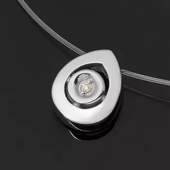 Кулон бриллиант (серебро 925 пр. родир. бел.) капля огранка