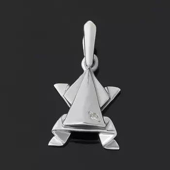 Кулон бриллиант (серебро 925 пр. родир. бел.) лягушка огранка