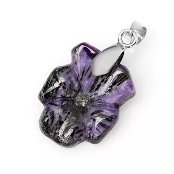 Кулон чароит (биж. сплав) цветок 3,5 см