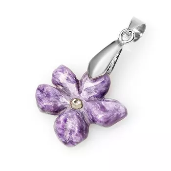 Кулон чароит (биж. сплав) цветок 3,5 см
