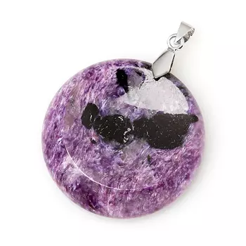 Кулон чароит (биж. сплав) круг 5,5 см