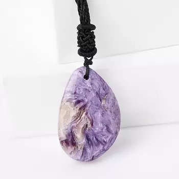 Кулон чароит (биж. сплав, текстиль)