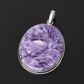 Кулон чароит (дублет) овал (нейзильбер)