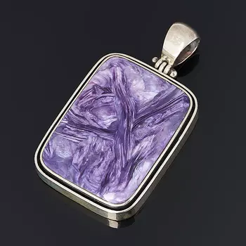 Кулон чароит (дублет) (серебро 925 пр. оксидир.) прямоугольник