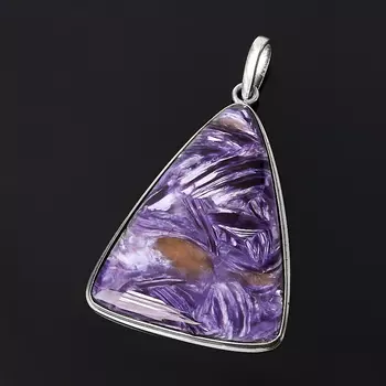 Кулон чароит (дублет) треугольник (нейзильбер)