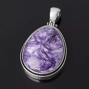 Кулон чароит капля (серебро 925 пр.)