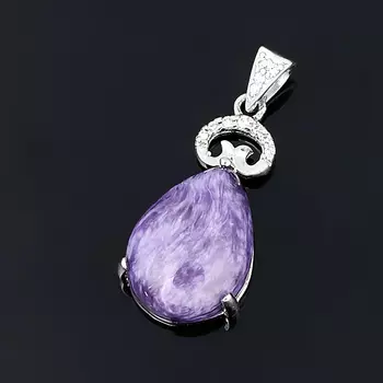 Кулон чароит капля (серебро 925 пр.)