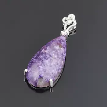 Кулон чароит капля (серебро 925 пр.)