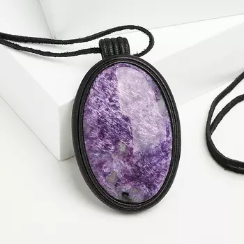 Кулон чароит (кожа натуральная) овал