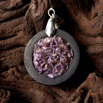 Кулон чароит круг (дерево)