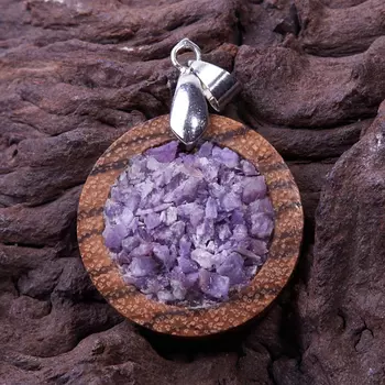 Кулон чароит круг (дерево)