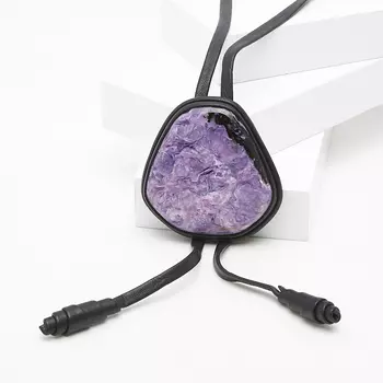 Кулон чароит (натуральная кожа)