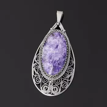 Кулон чароит (нейзильбер) капля