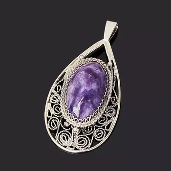 Кулон чароит (нейзильбер) капля