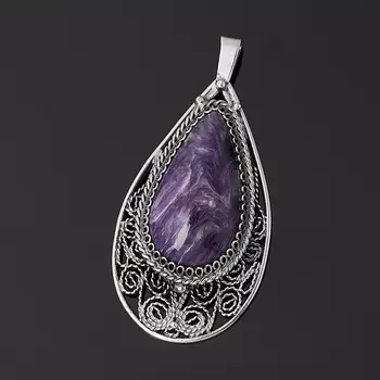 Кулон чароит (нейзильбер) капля