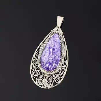 Кулон чароит (нейзильбер) капля