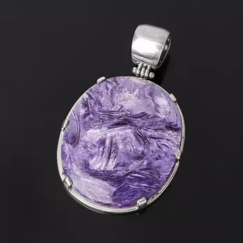 Кулон чароит овал (серебро 925 пр.)