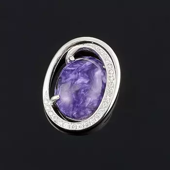 Кулон чароит овал (серебро 925 пр.)