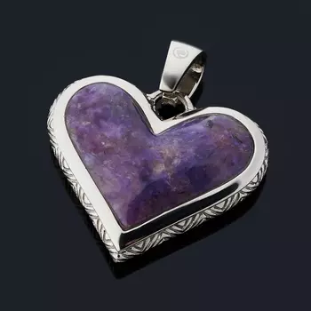 Кулон чароит сердечко (хир. сталь)