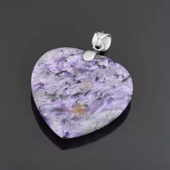 Кулон чароит сердечко (хир. сталь) 4,5 см