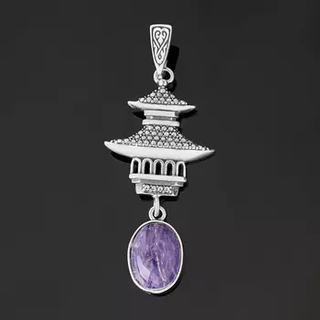 Кулон чароит (серебро 925 пр. оксидир.)