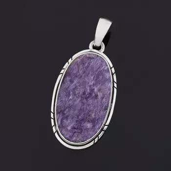 Кулон чароит (серебро 925 пр. оксидир.) овал