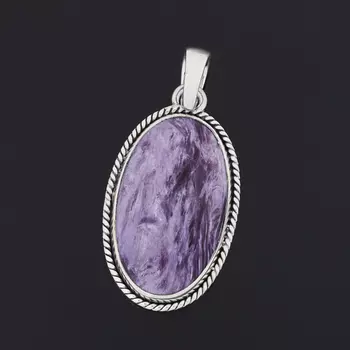 Кулон чароит (серебро 925 пр. оксидир.) овал