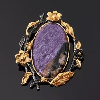 Кулон чароит (серебро 925 пр. позолота, родир. черн.)